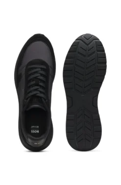 Lace-up trainers in lightweight fabric with suede trims