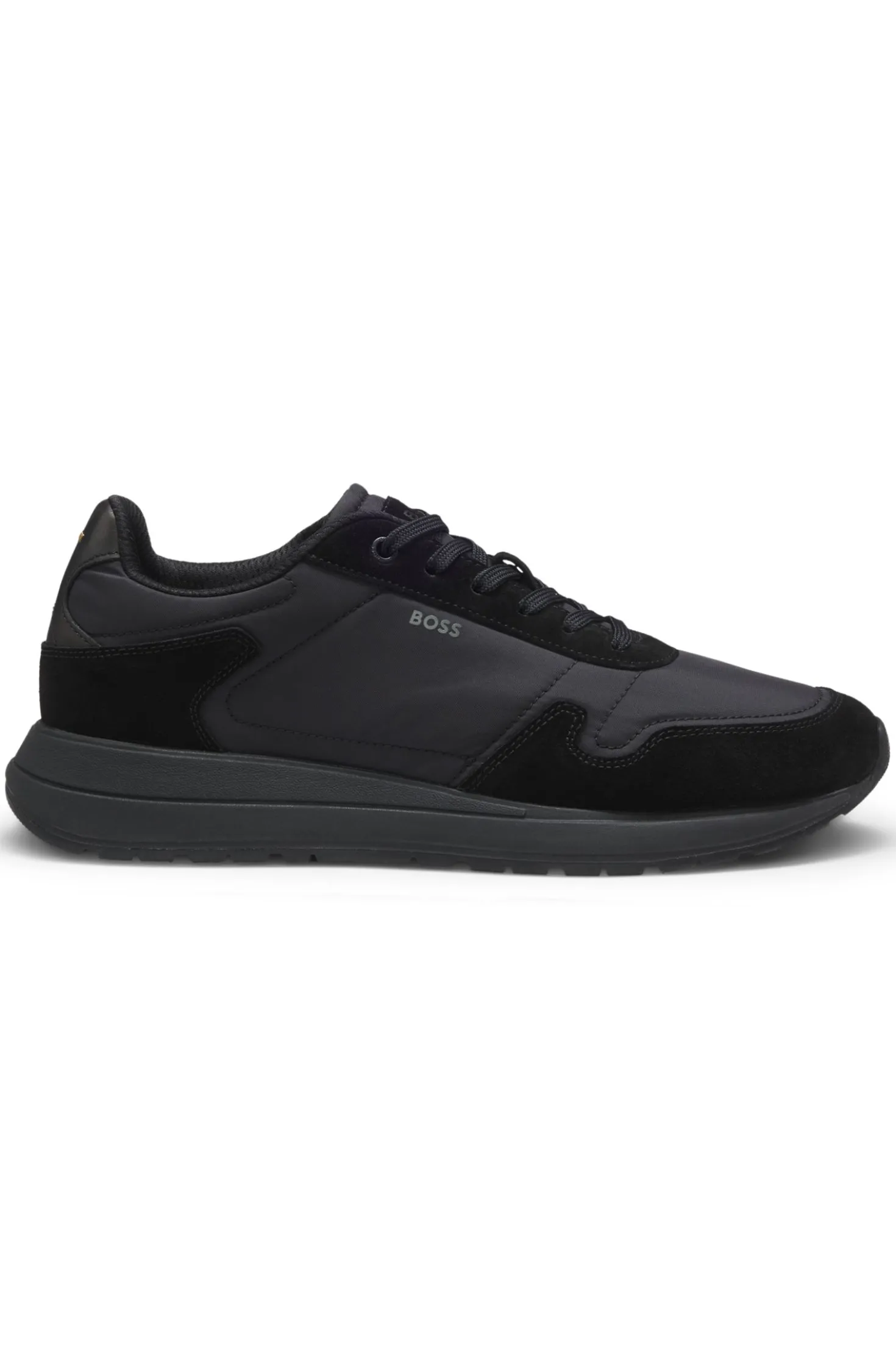Lace-up trainers in lightweight fabric with suede trims