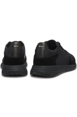 Lace-up trainers in lightweight fabric with suede trims