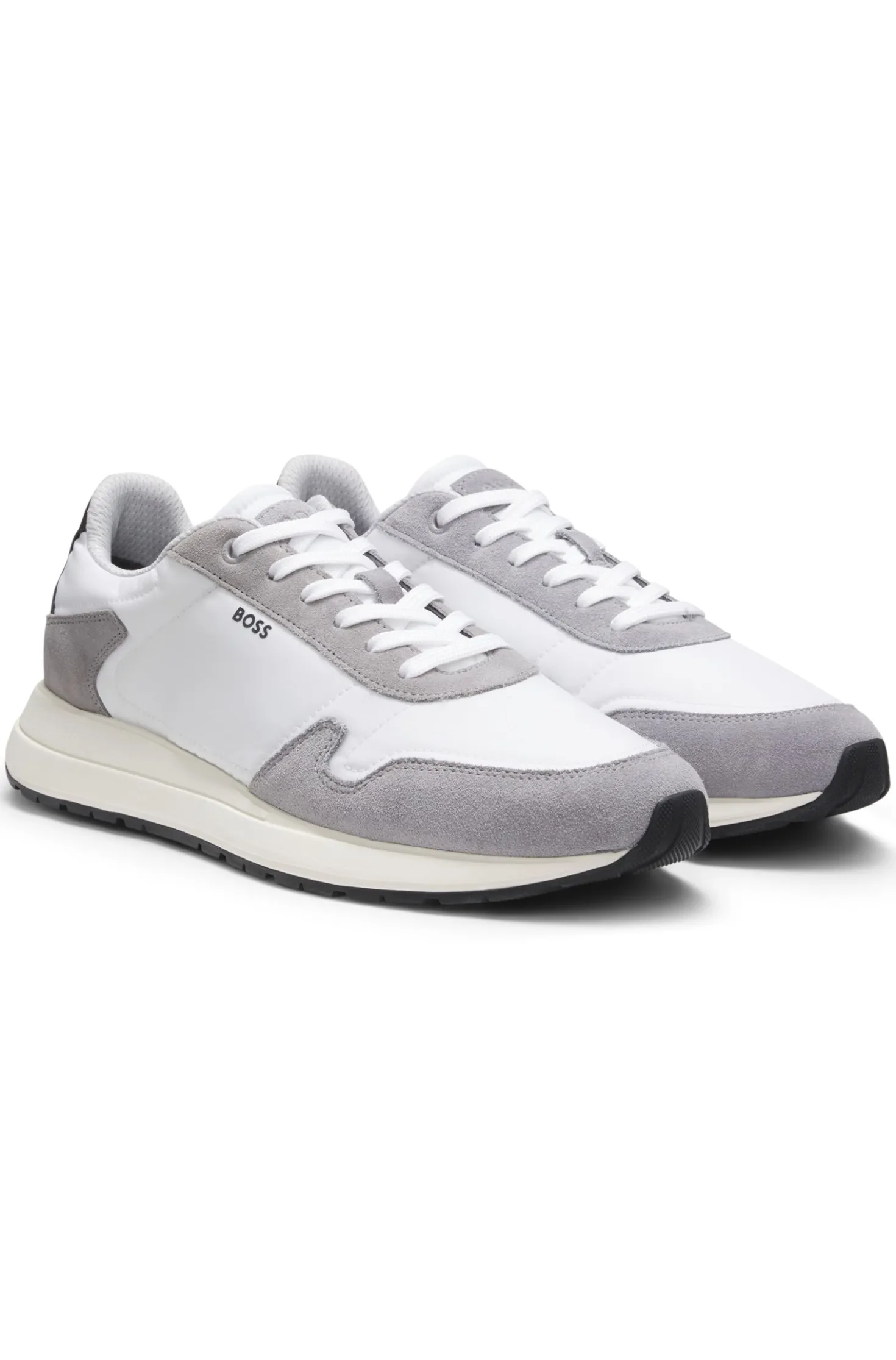 Lace-up trainers in lightweight fabric with suede trims