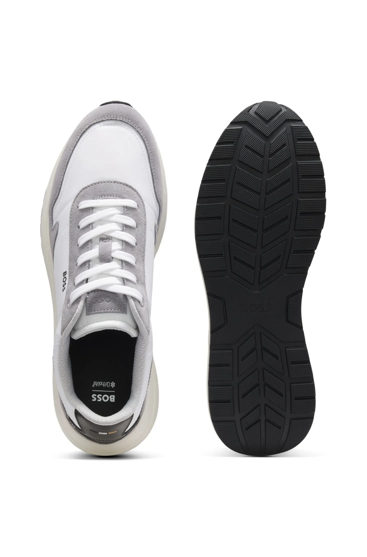 Lace-up trainers in lightweight fabric with suede trims