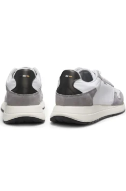 Lace-up trainers in lightweight fabric with suede trims