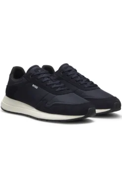 Lace-up trainers in lightweight fabric with suede trims