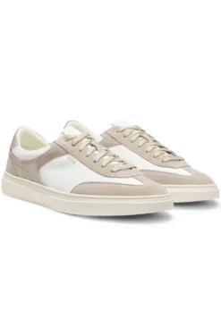 Lace-up trainers with suede trims