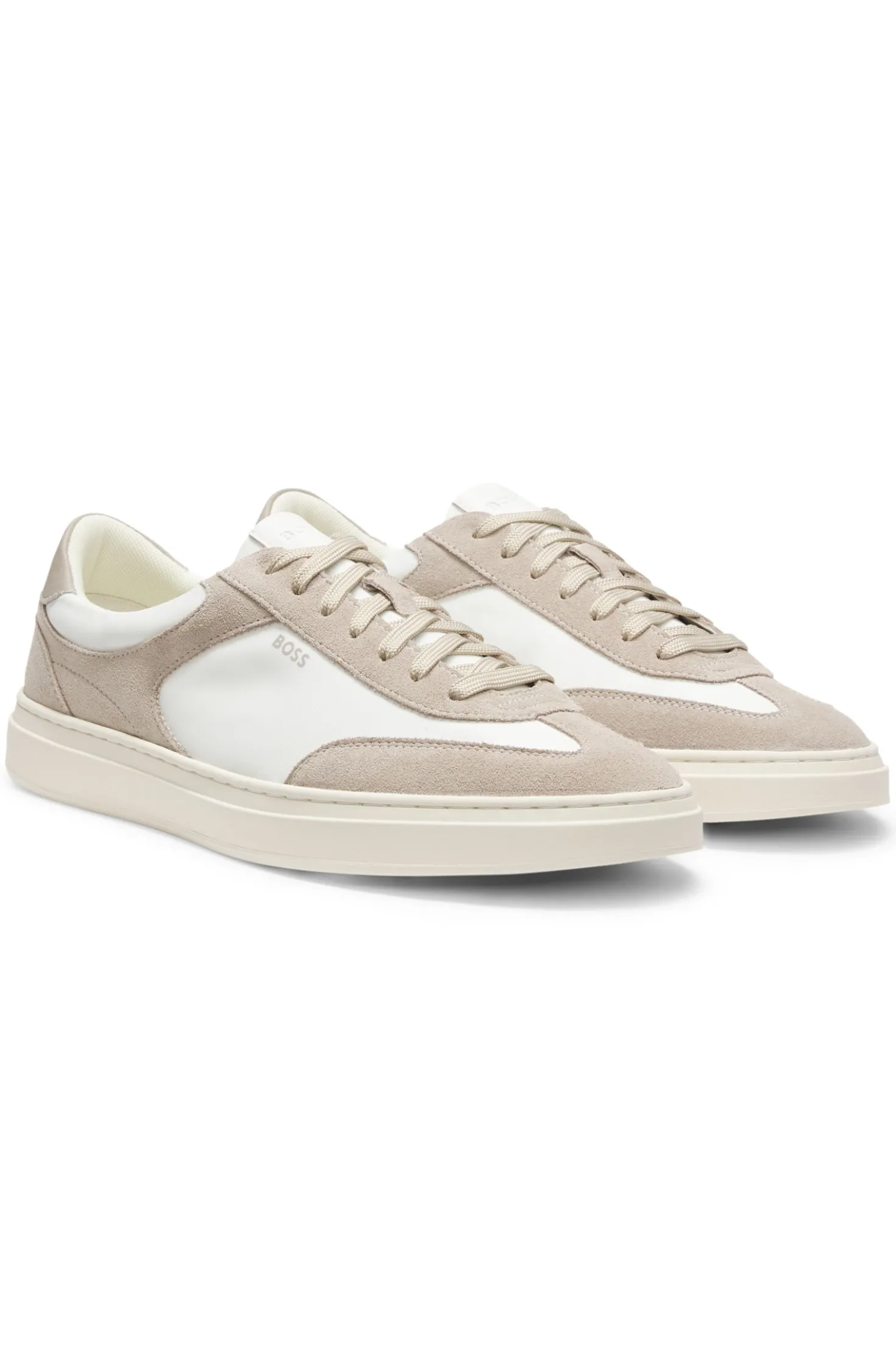 Lace-up trainers with suede trims