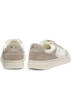 Lace-up trainers with suede trims