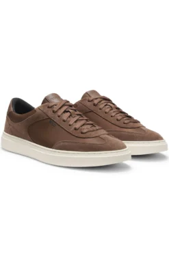 Lace-up trainers with suede trims