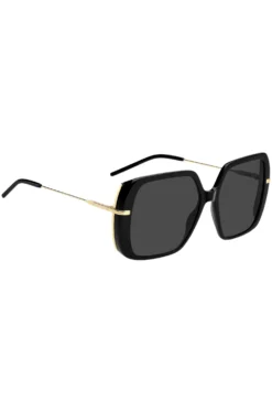 Layered black-acetate sunglasses with gold-tone temples
