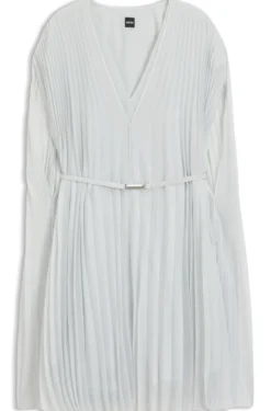 Layered plissé dress with cape