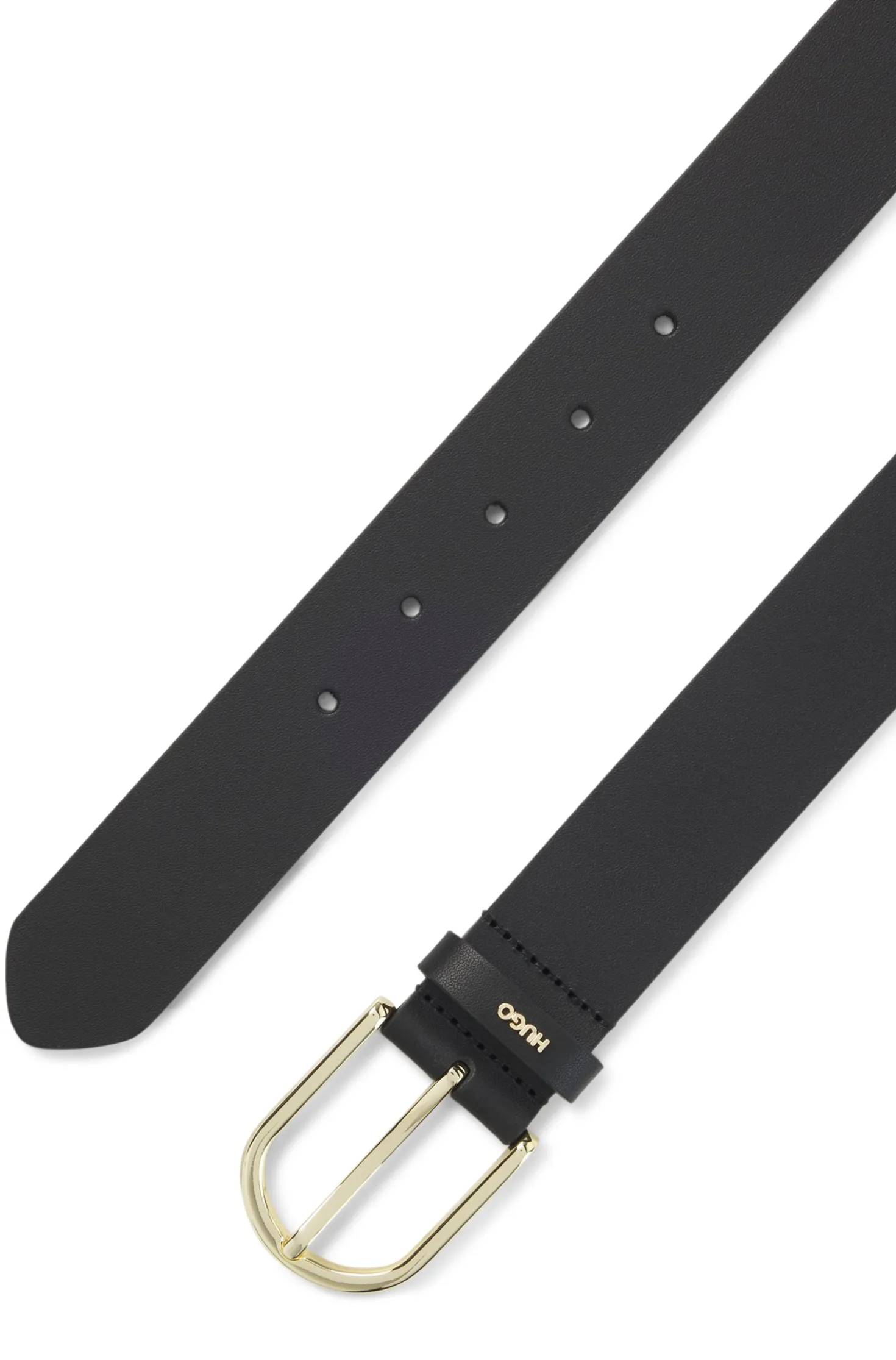 Leather belt with gold-tone hardware