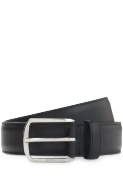 Leather belt with silver-tone hardware and Double B
