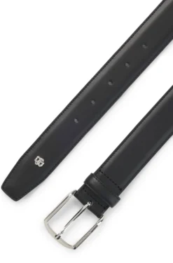 Leather belt with silver-tone hardware and Double B
