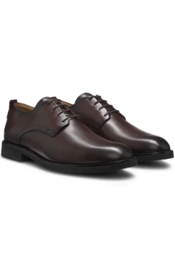 Leather Derby shoes with embossed logo