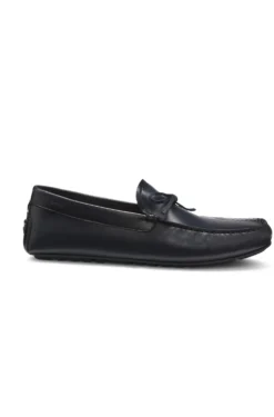 Leather driver moccasins with bow trim