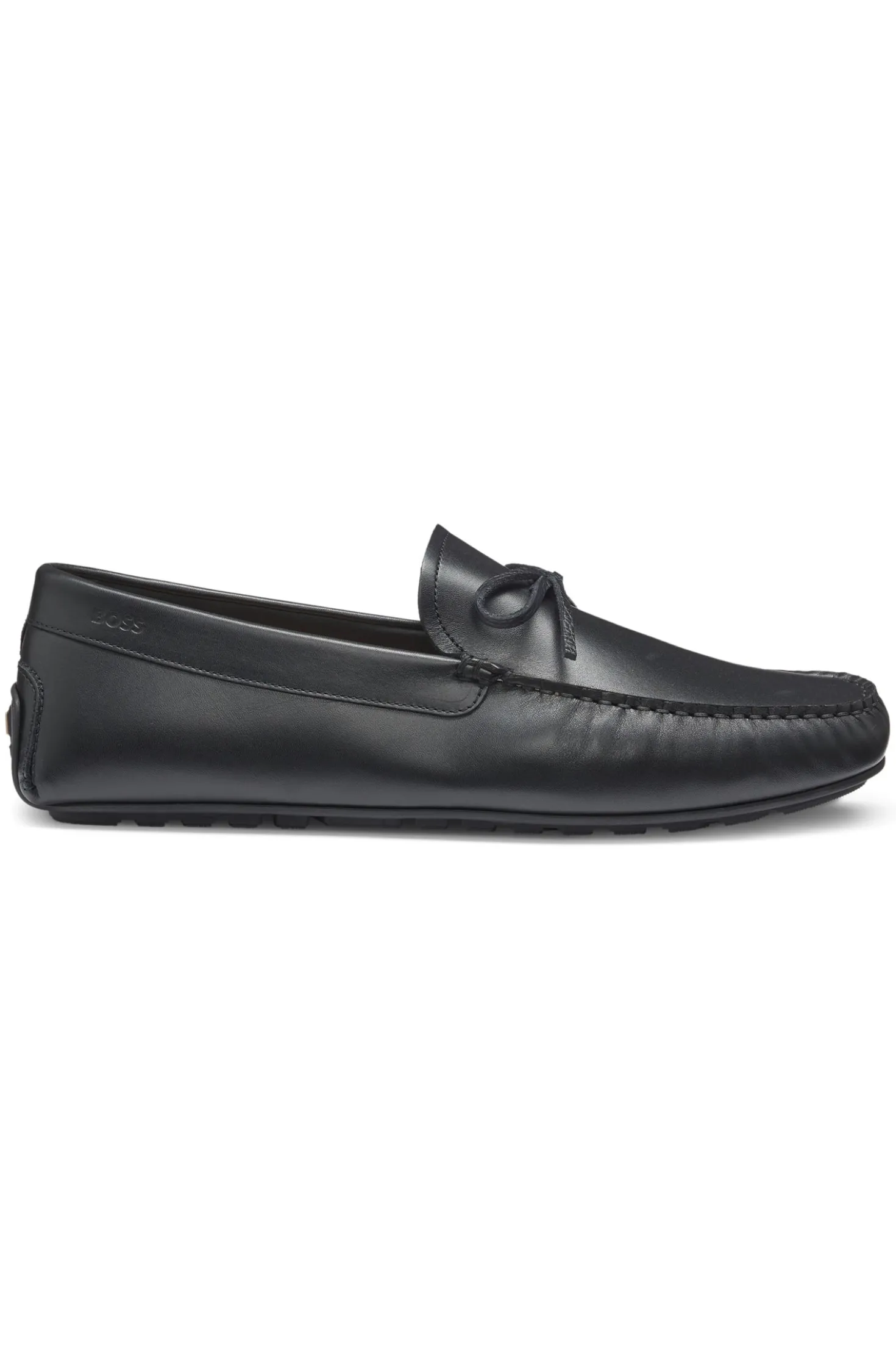 Leather driver moccasins with bow trim