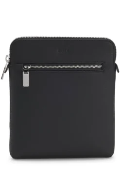 Leather envelope bag with embossed logo