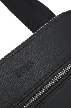 Leather envelope bag with embossed logo