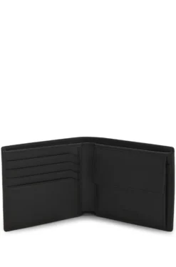 Leather folding wallet with red logo