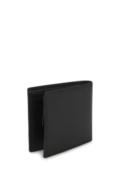 Leather folding wallet with red logo
