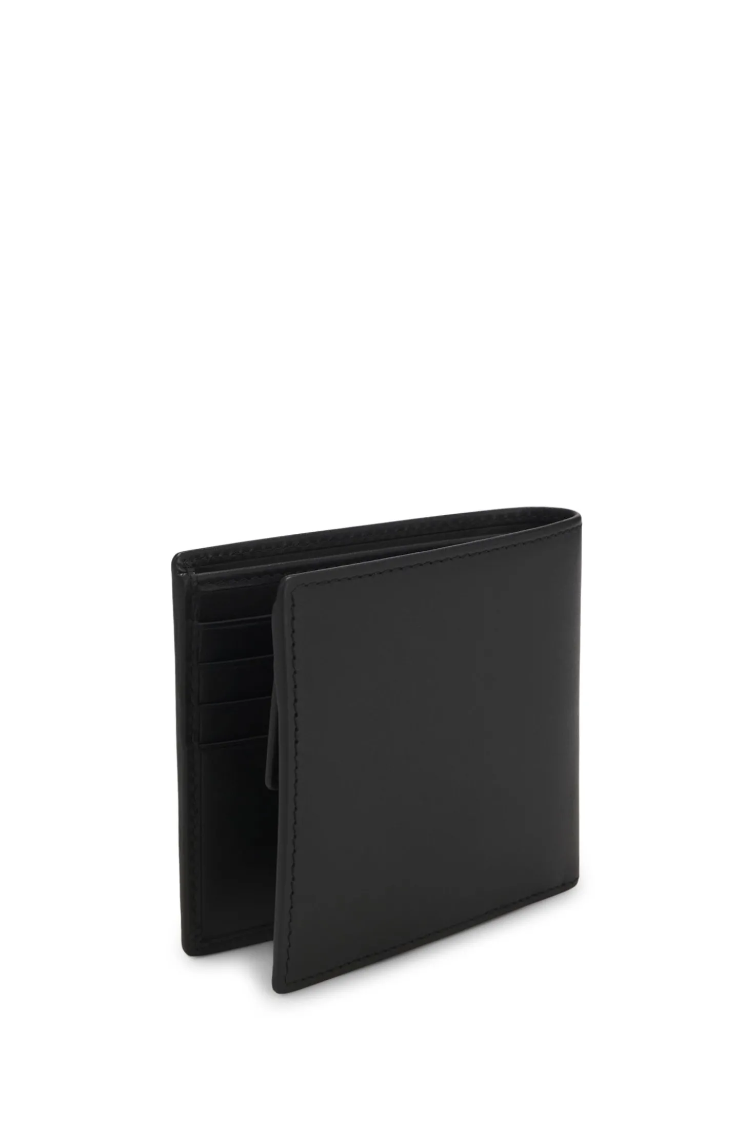 Leather folding wallet with red logo