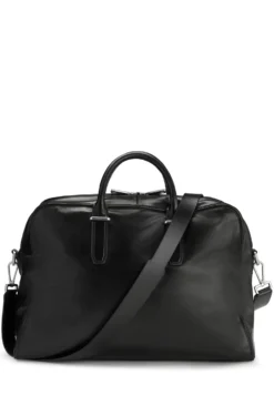 Leather holdall with embossed logo