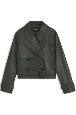 Leather jacket with trench styling