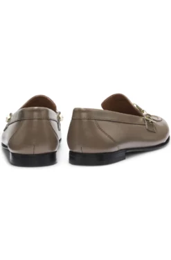 Leather loafers with chain trim and logo detail