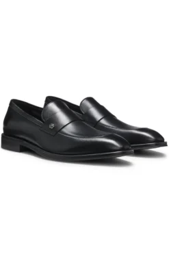 Leather loafers with Double B monogram trim