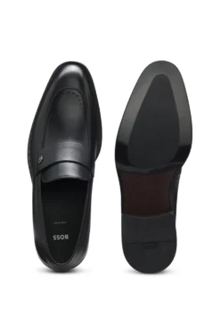 Leather loafers with Double B monogram trim