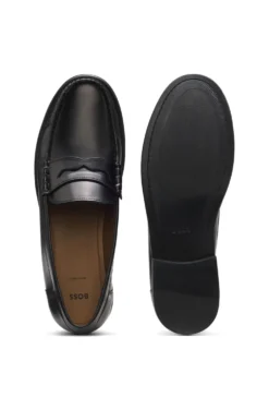 Leather loafers with penny trim