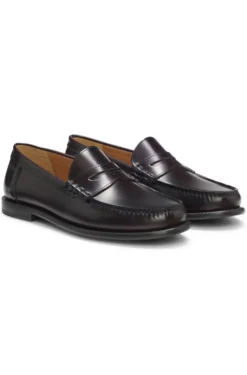 Leather loafers with penny trim