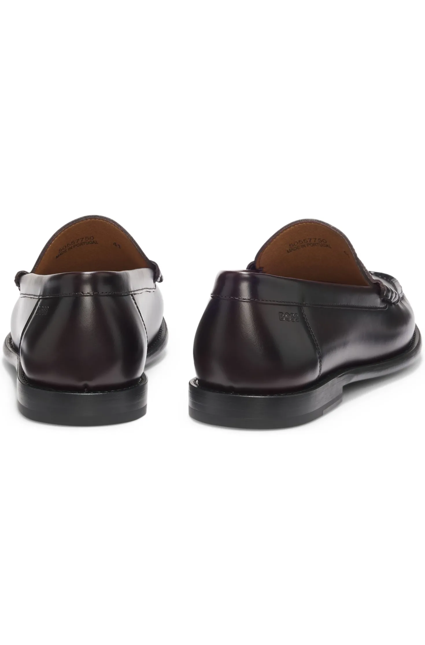Leather loafers with penny trim