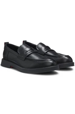 Leather loafers with perforated logos