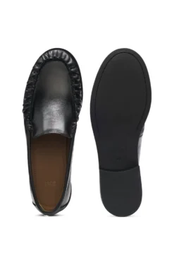 Leather loafer with ruched detailing