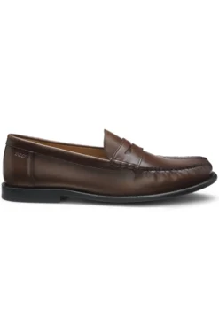 Leather moccasins with penny trim