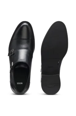 Leather monk shoes with double strap