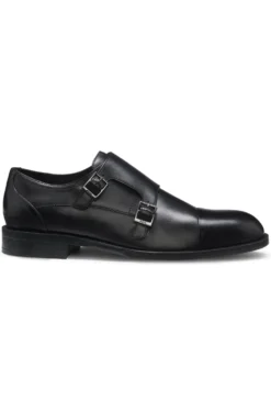 Leather monk shoes with double strap