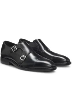 Leather monk shoes with double strap