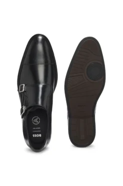 Leather monk shoes with double strap