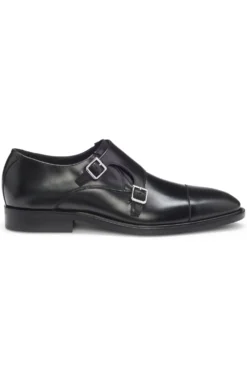 Leather monk shoes with double strap