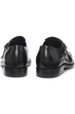 Leather monk shoes with double strap