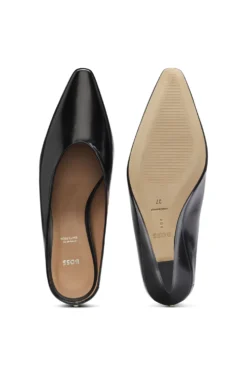 Leather mules with wedge heel