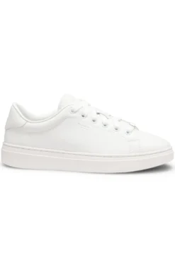 Leather trainers with embossed logos