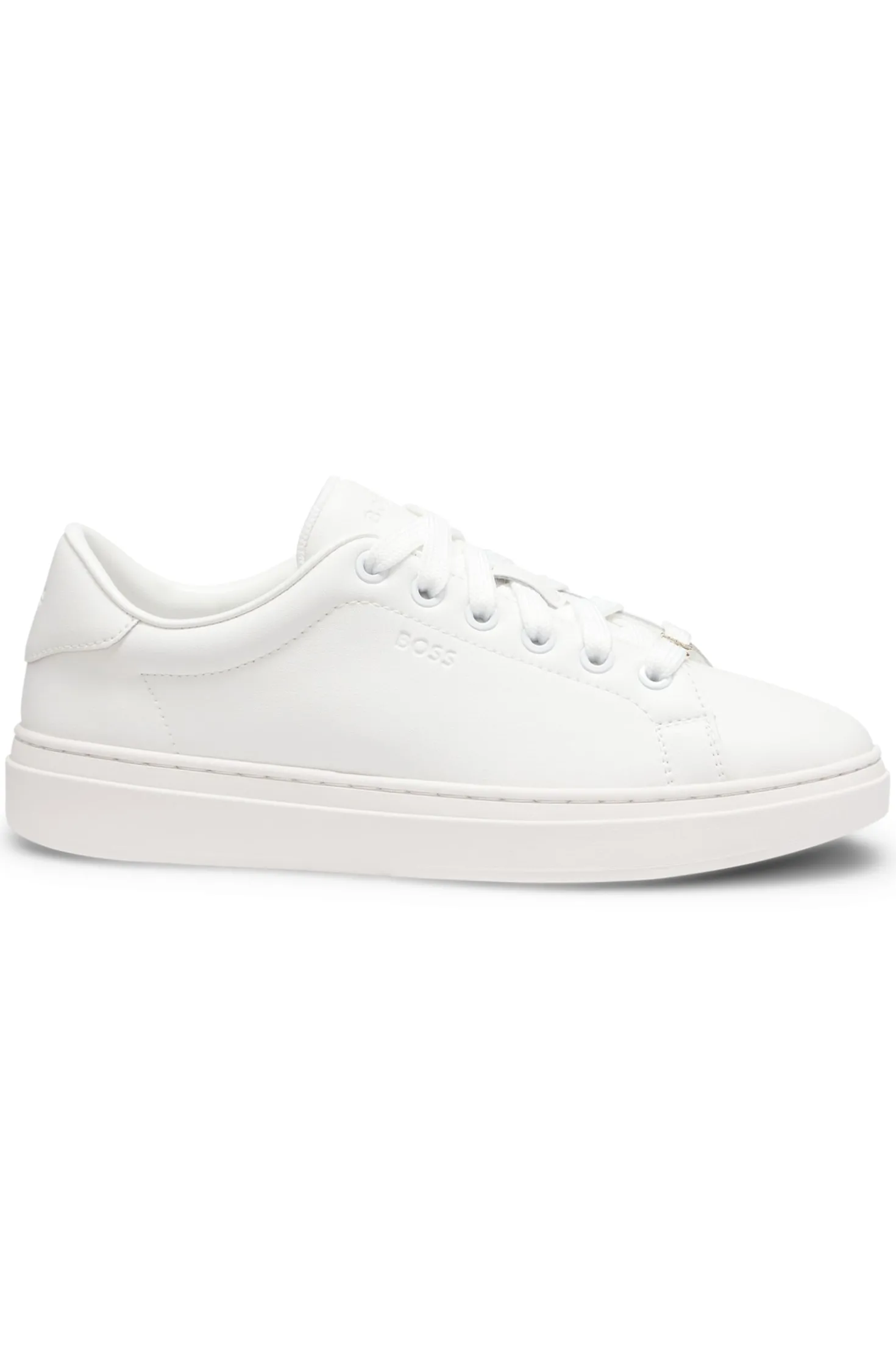 Leather trainers with embossed logos