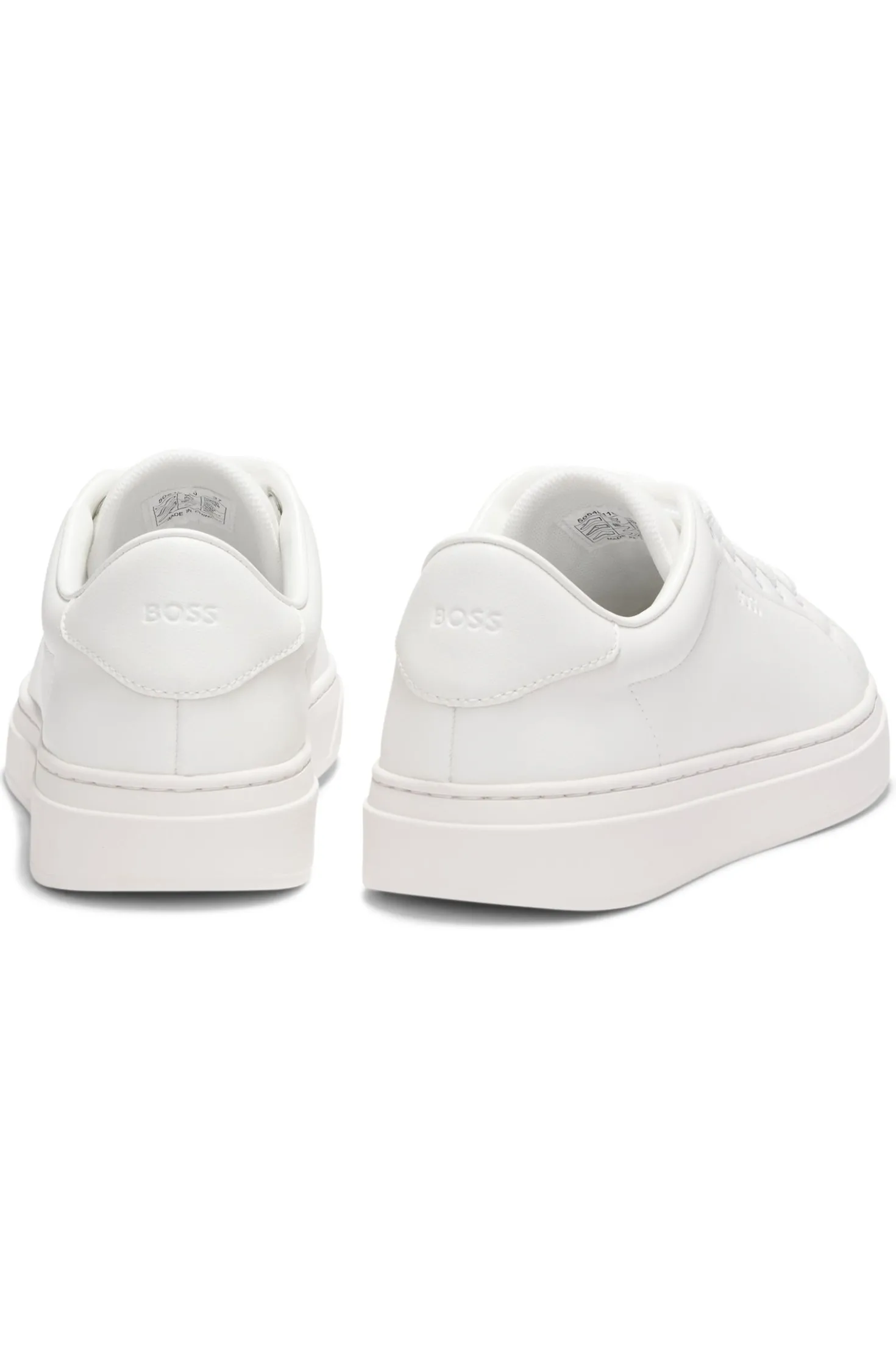 Leather trainers with embossed logos