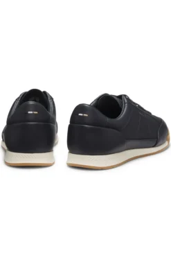 Leather trainers with foil logo