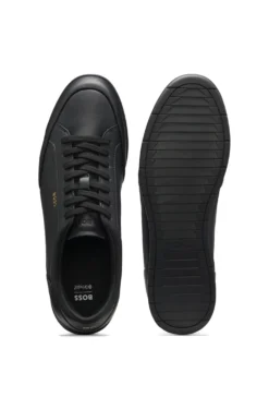 Leather trainers with foil logo