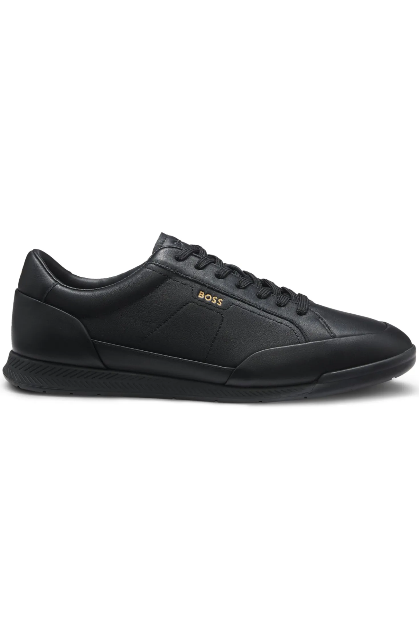 Leather trainers with foil logo