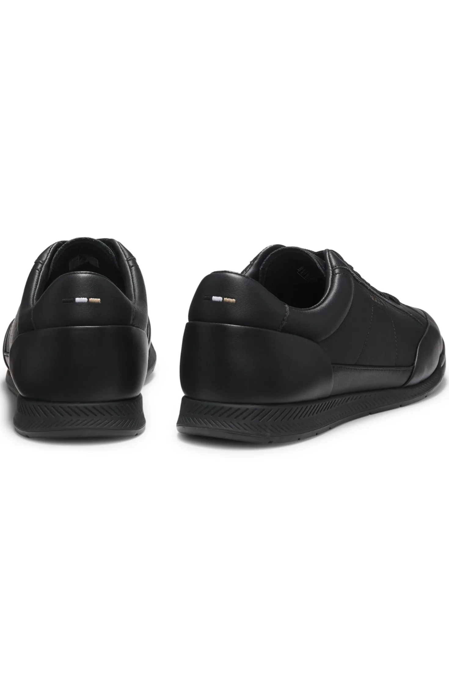 Leather trainers with foil logo