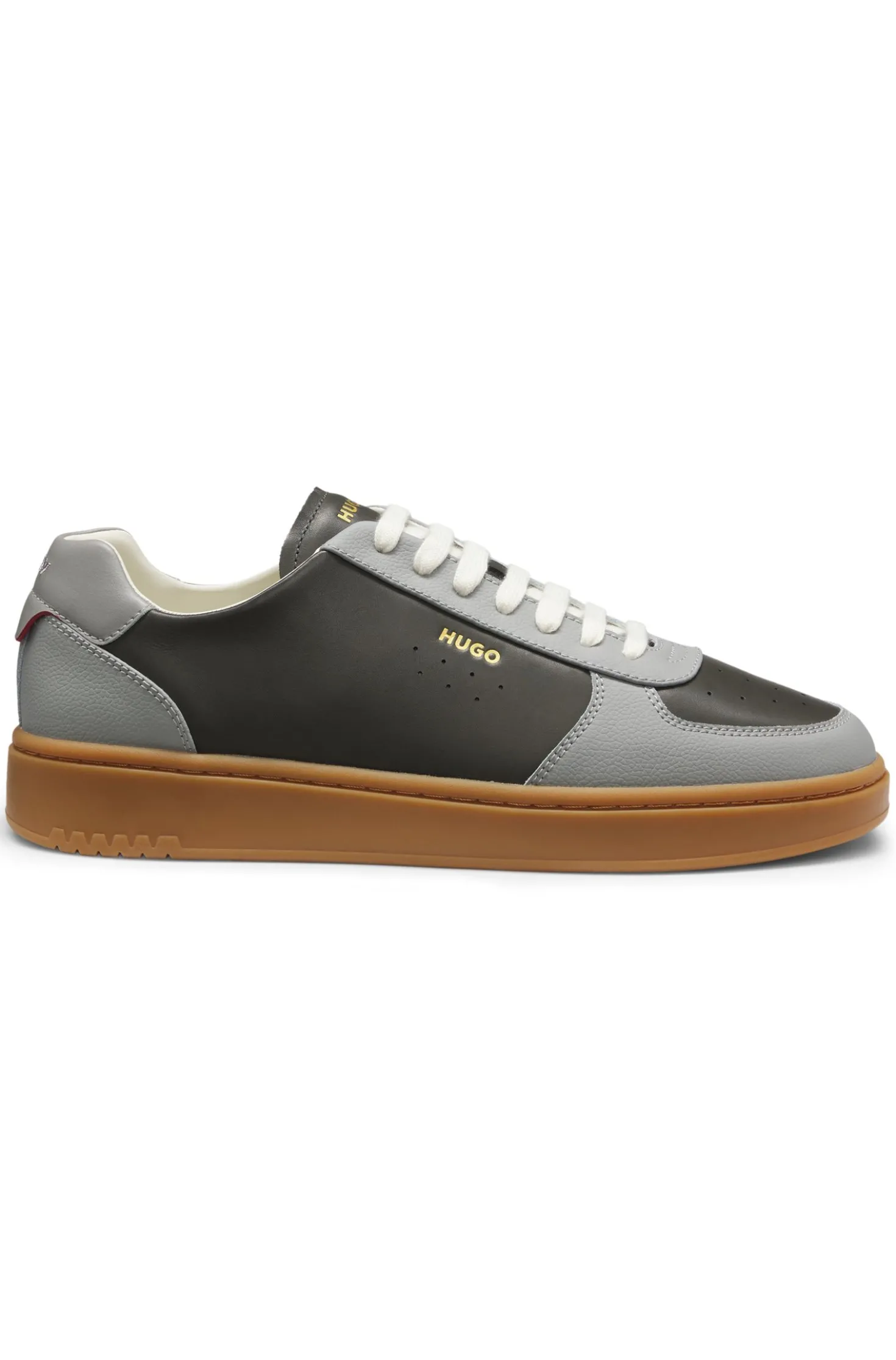 Leather trainers with gold-tone logo